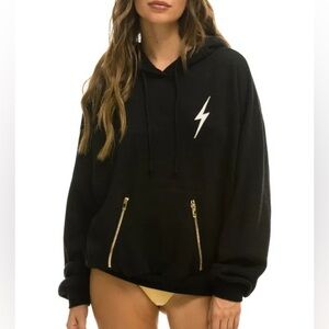 Aviator Nation Bolt Stitch Relaxed Hoodie Charcoal